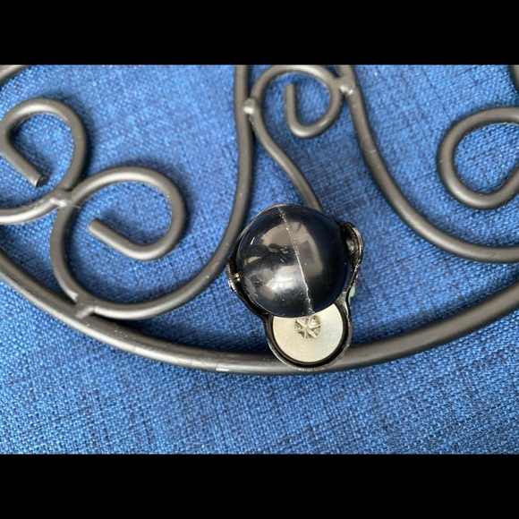 Black metal rolling plant stand. 12 inch diameter - Picture 3 of 8